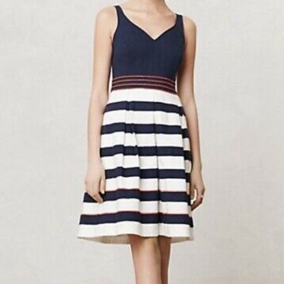 Orange and Navy Anthropologie Dress - Picture 2 of 8